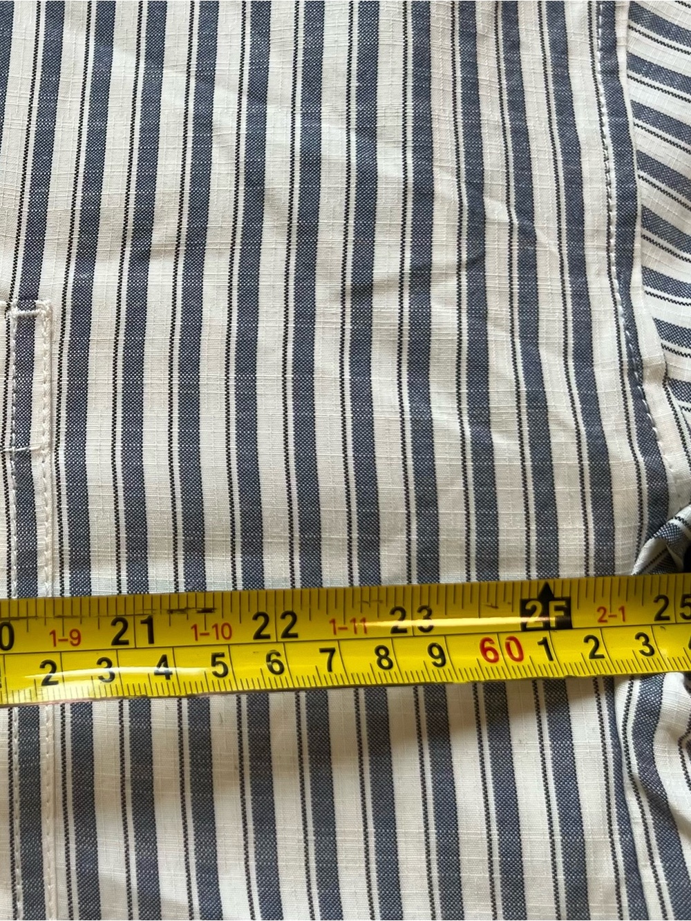Max Studio Blue and White Vertical Stripe Casual Button-Down Shirt - Picture 6 of 6